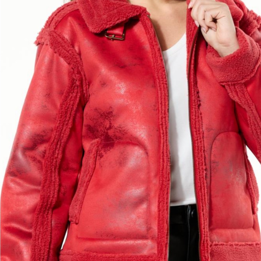 Women's Red Shearling Jacket